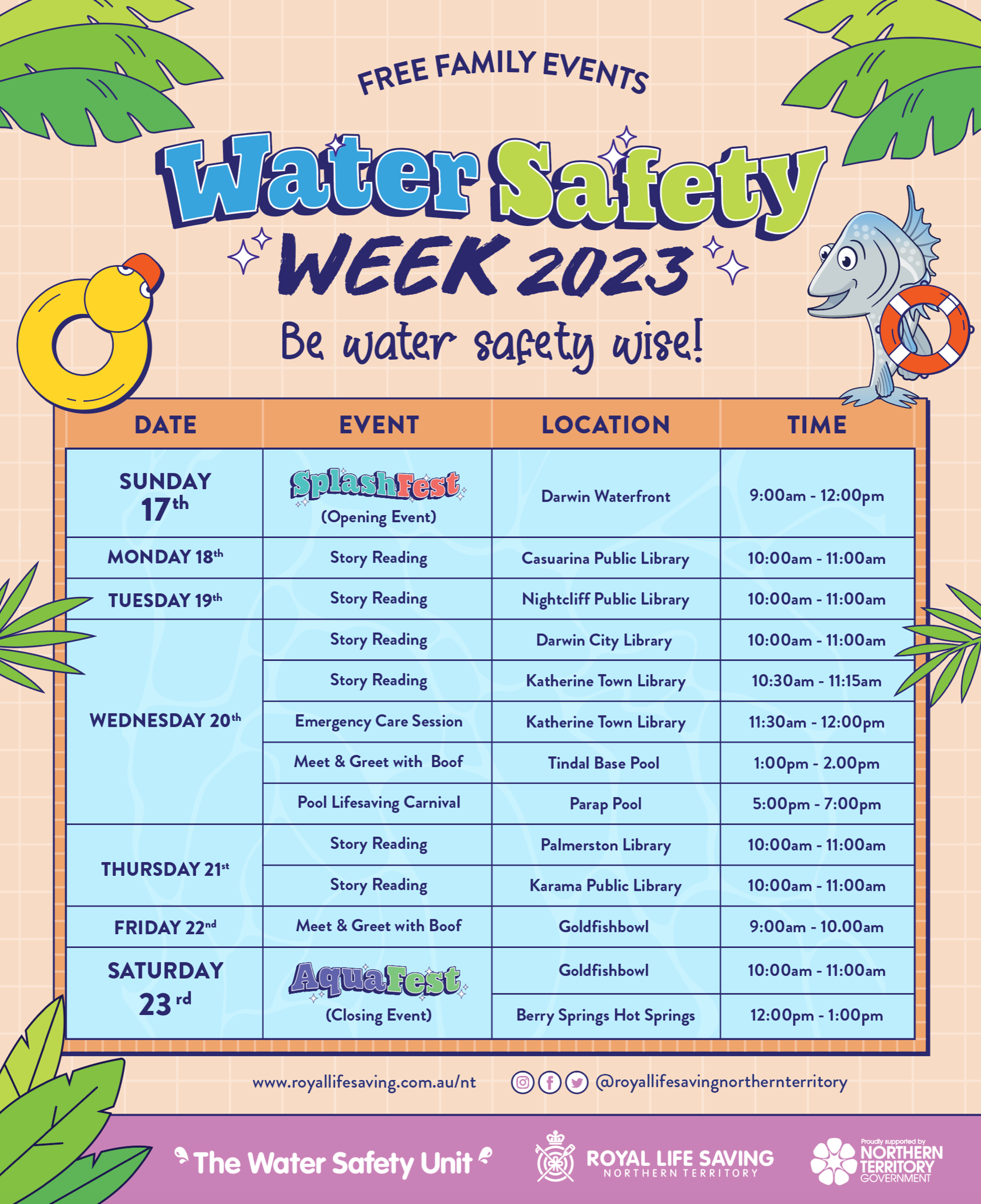 Water Safety Week Calendar