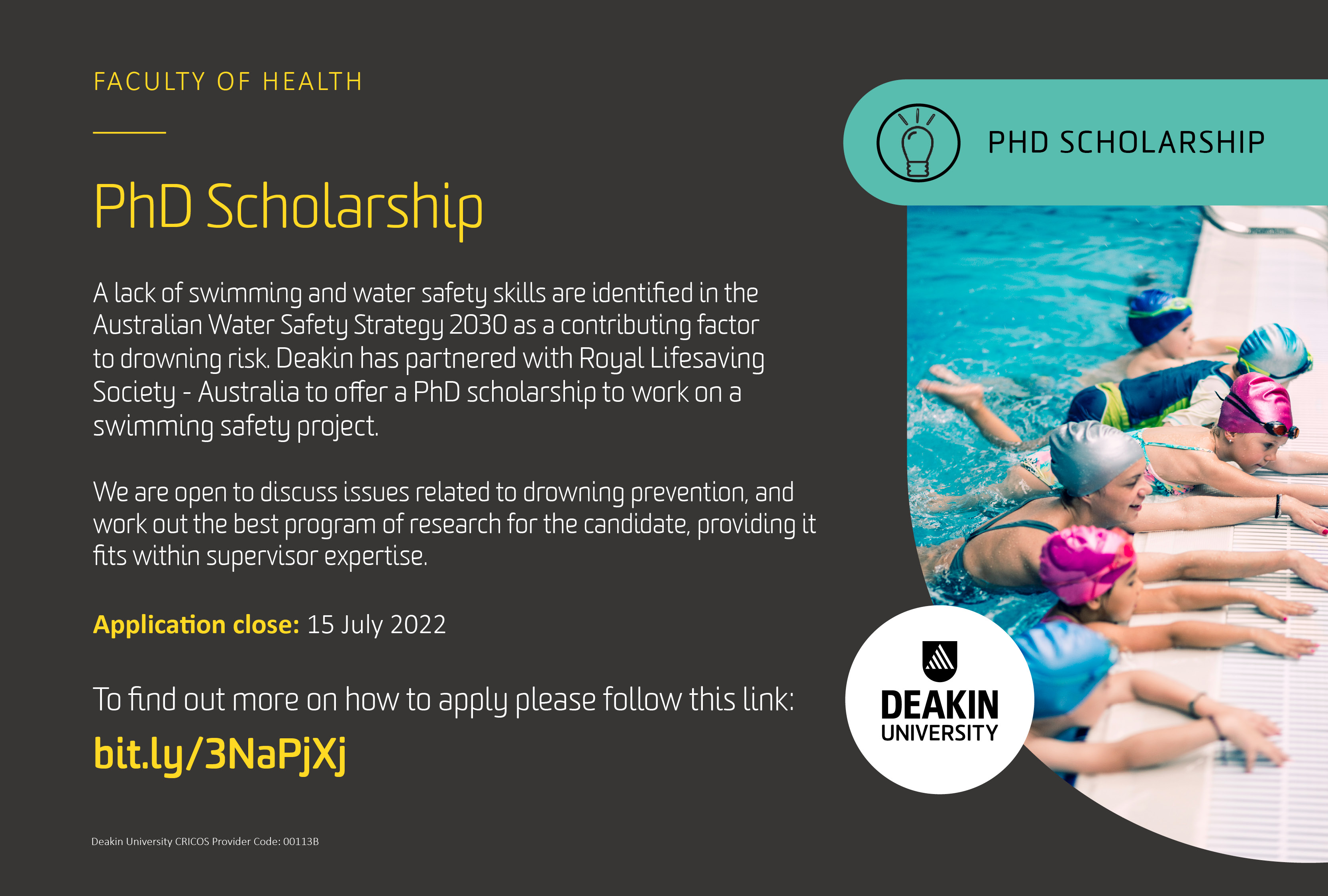 Deakin University and Royal Life Saving PHD Opportunity