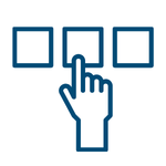 Hand selecting an option from three choices