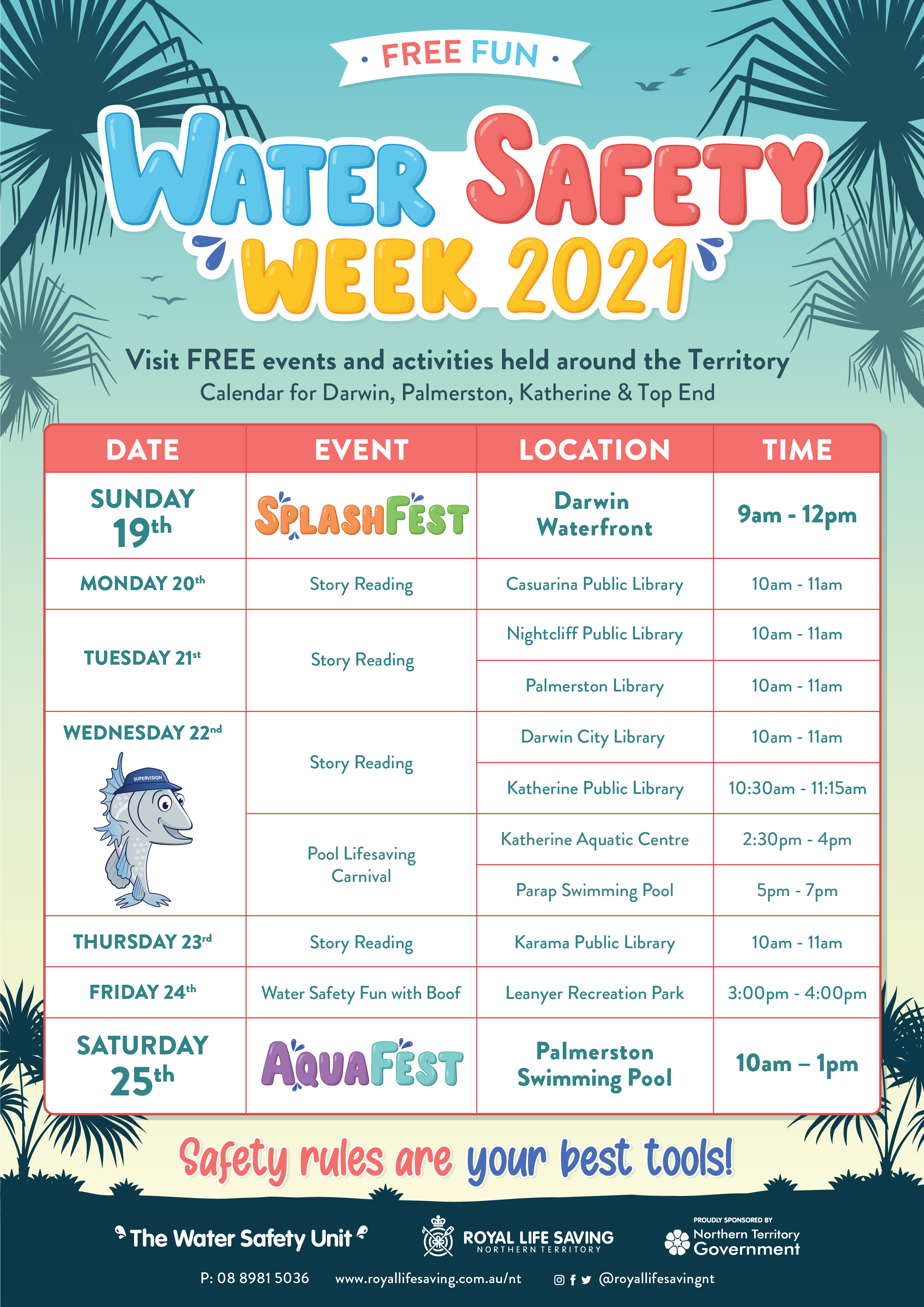 Water Safety Week Calendar - Darwin and Top End