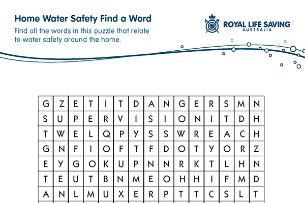 Home Water Safety Find a Word