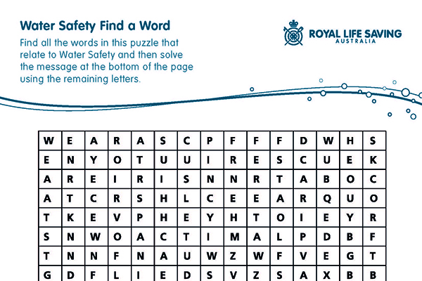 Water Safety Find a Word